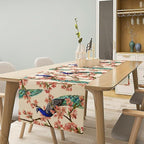 Peacock Table Runner,Spring Floral Peacock Birds Table Runner for Home Kitchen Dining Party Indoor Outdoor Decoration 13x60 Inch