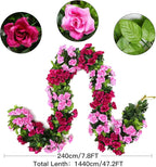 Floweroyal 6 Pack Artificial Flower Garlands 15.8FT Fake Rose Vines Silk Flowers Hanging Rose Ivy for Wedding Arch Party Home Garden Wall Decor (Fuchsia)