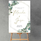 Generic Greenery Wedding Welcome Sign, 18x27 inches, Plastic, Modern Geometric
