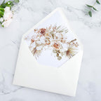 PONATIA 50PCS A7 Euro Flap Ivory Envelope, 5.25 x 7.25'' Boho Flowers Liner Envelopes for Wedding Invitations, Photos, Postcards, Greeting Cards, Acrylic Mailing, 5 x 7 Envelopes
