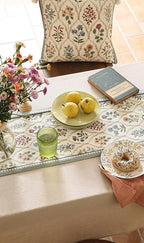 ISAENNE Designer Vintage Elegant Linen Table Runner 118 Inches Extra Long,Colorful Wildflower Pattern Runner,Decor Table Runners for Dining Tables,Thanksgiving,Christmas,12"*118"-Serenity B