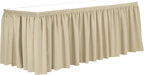 Ultimate Textile Pleat Polyester Fabric Table Skirt - Machine Washable Flame Resistant with Clips for Events, Weddings & Trade Shows, Cut & Sewn in Paterson, NJ - Tan, 17' Shirred Pleat