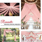 fani 6 Panels Dusty Rose Wedding Ceiling Drapes 5ftx30ft Ceiling Drapes Chiffon Fabric Arch Draping Sheer Curtains Soft Drapery Draping Wedding Ceiling Decorations for Party Ceremony Stage Swag