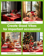 Pureegg Plastic Table Cloth Disposable 10 Pack, 54 x 108 Inch Table Cloths, Valentines Day, Thanksgiving, Christmas Decorations, Fall Tablecloths, Rectangle, Plastic Cover, Leakproof & Sturdy, Red