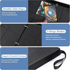 Trading Card Binder 9 Pocket with Display Window, 900 Cards Capacity Card Binder, Waterproof PU Leather Photocard Baseball Card Binder for MTG, TCG, Sports Cards, Black w/Clear Display Window