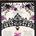 50Pcs Blank Pearlized Black Crown Invitations for Quinceanera, 15 year, Sweet 16, Miss XV, Birthday Laser Cut Quince Invitation Cards
