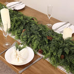 6FT Real Touch Cedar Garland - Artificial Christmas Garland Fake Green Faux Thick and Lush Pine Needles Garlands for Table Fireplace Mantle Holiday Home Indoor Outdoor Decor (2PCS)