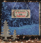 Christmas Door Hanging Sign，Big Wall Wood Winter Decorations Signs，Indoor Outdoor Decorative Ornament for Home, Classroom, Office（7 x 13.8x 0.2 inches）