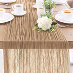1-Pack Khaki Cheesecloth Table Runners – 10FT (35x120 Inch) Boho Rustic Gauze Fabric Cheese Cloth Table Runner for Weddings, Baby Showers, Bridal Shower, Farmhouse & Birthday Party Decor