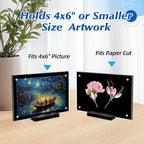 2 Pack Acrylic Magnetic Picture Frame 4x6, Clear Frame for Horizontal Vertical Tabletop Display, Black Photo Frame Magnets for Fridge