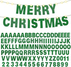TaoBary 112 Pcs DIY Letter Kit Glitter Customizable Banner Letters Include 107 Letters and Numbers 3 Rope and 2 Needles for Birthday Halloween Christmas Wedding Valentine Party Decor(Green)