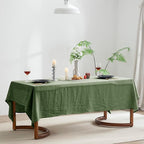EVERLY 100% Pure Linen Rectangle Tablecloths 60x108Inches for Dining,Buffet Parties,Picnic,Events,Weddings and Restaurants,Decorative Halloween,Thanksgiving Machine Washable Tablecloths-Green