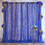 10ft x 10ft Royal Blue Backdrop Curtains, Wrinkle-Free Sheer Chiffon Fabric Photo Backdrop Drapes for Wedding Arch Party Ceremony Stage Photography Decorations