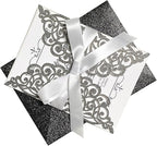 50Pcs Laser Cut Black Wedding Invitation With Glitter Envelopes And Ribbons Blank Personalized Card Invitaciones Para quinceañera Birthday Baby Shower Christmas Party Bridal Shower