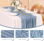 Velvet Table Runner 20 x 120 Inches 10ft Luxurious Thick Soft Velvet Christmas Thanksgiving Wedding Reception Table Runner for Party Reception Decorations(Dusty Blue, 6 Pack)