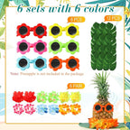 6 Sets Hawaiian Table Centerpieces Pineapple Luau Party Table Decorations Tropical Decor for Beach Summer Party