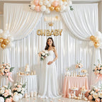 10x10 ft White Glitter Backdrop Curtain for Parties, Wrinkle Free Glitter Photo Backdrop Drapes 2 Panels 5x10FT Shimmer Back Drop Cloth for Wedding Birthday Baby Shower Photography Background Decor