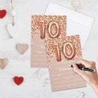10th Birthday Invitation Cards, Rose Gold Glitter 10th Birthday Party Invites, Kids Happy Birthday Party Decorations Supplies, 20 Fill-in Cards with Envelopes for Boys or Girls Party Celebration-C02