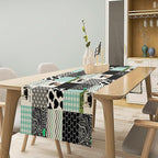 Cute Cow Print Table Runner,Farm Animals Honeycomb Plaid Stripes Cowhide Pattern Tablecloth Burlap for Hotel Indoors Outdoor Dining Room Kitchen Table Decor, 13x90in