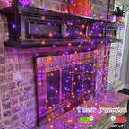 YEGUO 66ft 200 LED Orange and Purple Halloween Lights Outdoor Waterproof, Green Wire Christmas String Lights Indoor, 8 Modes Twinkle Tree Lights Plug in with Timer Memory