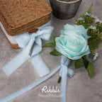 Ribbli 3 Rolls Light Blue Ribbon 5/8 Inch x 18Yards Handmade Cotton Frayed Fringe Ribbons for Gift Wrapping Wedding Invites Bridal Bouquets Baby Shower DIY Crafts Home Decor