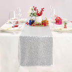 Silver Table Runner 10 Packs 12x72 Inch Sequin Glitter Table Runner for Rectangle Tables for Birthday Banquet Wedding Baby Shower Party Decorations