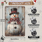 Vintage Christmas Metal Tin Sign Snowman Retro Wall Decor Christmas Tin Sign for Winter Outdoor 8x12Inch