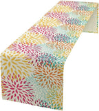 Abstract Flowers Table Runner, Chrysanthemum Dahlia Vintage Modern Colorful Spring Summer Elegant Table Runner for Party Kitchen Dining Living Room Laundry Room Decor, 13x120 Inch
