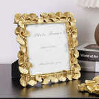 Cuspin Vintage Picture Frame 6x6 Gold Frames, Gold Ornate Leaf Textured Hand-Crafted Resin with Glass Front Antique Photo Frame for Tabletop Display, Retro Design Home Decor
