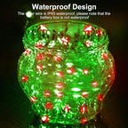 btfarm 12 Pack Fairy Lights Battery Operated [3 Modes], 7ft 20 Led Twinkle Lights String Lights Waterproof Bulk Small Mini Silver Wire for Christmas Mason Jars Wedding Table Centerpiece, Red Green