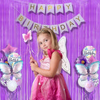 BRAVESHINE Tinsel Photo Backdrop Curtains - 2Pcs 3.2x8.2ft Pastel Purple Foil Fringe Streamer Curtain for Halloween/Easter Birthdays Bachelorette Valentines Mermaid Butterfly Party Decorations