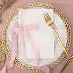 Ribbli Pale Blush Ribbon 1 Inch x 3 Rolls Total 24 Yards Light Pink Handmade Fringe Chiffon Silk Ribbon for Wrapping Wedding Invitations Bridal Bouquets DIY Crafts Home Decor
