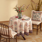 patdrea Designer Linen French Round Table Cloth,Vintage Red Floral Durable Breathable Colorful Dacorative Tablecloth for Kitchen Dining,Christmas,Thanksgiving,Holiday,Diameter 67"-Newmari