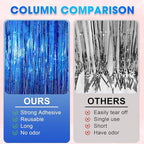 2 Pack Blue Tinsel Foil Fringe Curtains, Blue Party Decorations, Metallic Tinsel Party Streamers Backdrop for Birthday Baby Shower Graduation Wedding Anniversary Party Decorations