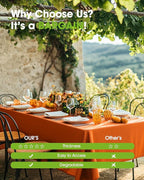 Pureegg Plastic Table Cloth Disposable 10 Pack, 54 x 108 Inch Table Cloths, Halloween Party, Thanksgiving Decorations, Harvest, Fall Tablecloths, Rectangle Tables, Leakproof & Sturdy, Orange
