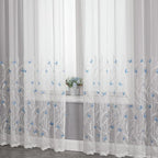 VISIONTEX White Sheer Voile Curtains, Decorative White Embossed Butterflies Rod Pocket Window Drapes for Home Kitchen, Living Room and Bedroom 54 x 84 Inch, Set of 2 Curtain Panels