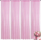Matte Pink Sequin Backdrop Curtain 4 Pieces 2FTx8FT Glitter Photography Backdrop for Party Wedding Birthday Christmas Decorations
