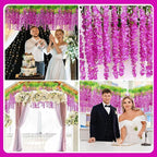 5 Pack Purple Red Wisteria Hanging Flowers Garland, 3.77 Feet Artificial Flower Vines, Fake Wisteria, Artificial Vines Hanging Garland for Backdrop Outdoor Yard Garden Decor