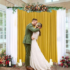10 x 7 Feet Gold Backdrop Curtain for Partie, Background Curtains for Photoshoot, Birthday, Wedding, Halloween, Thanksgiving, Christmas Day, New Year Party Decorations 5Ft x 7Ft, 2 Panels