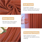 Wokceer Wedding Arch Draping Fabric Terracotta 3 Panels 28.7" x 20FT Sheer Fabric Drapes Backdrop Arch Draping Fabric for Wedding Ceremony Birthday Party Bridal Shower Decoration