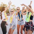 100PCS Hawaiian Leis, Colorful Luau Leis Party Decorations, Hawaiian Tropical Theme Silk Flower Leis, Hawaii Flower Lays Garland for Birthday Summer Pool Party Favors Supplies Accessories