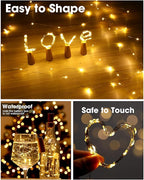 Hortsun 80 Pack Wine Bottle Lights with Cork Fairy Mini String Lights Battery Operated Mini Waterproof 7 ft Silver Wire 20 Led Cork Shape for Christmas, DIY, Party, Decor, Wedding, Bar(Warm White)