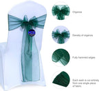 MDS Pack of 300 PCS Organza Chair Sashes Wider Dining Chair Bows Ribbon Tie Back for Wedding Party Birthday Bridal Shower Reception Event Banquet Home Chair Cover Decoration - Hunter Green