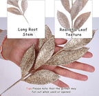 GREENTIME 12 Pack Artificial Champ Glitter Leaves 13" Fake Christmas Picks Decorative Glitter Sticks for Vase Christmas Tree DIY Wreath Crafts Fireplace Decor