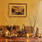 BAOLITVINE Lighted Willow Branches with Timer Battery Operated 100 LED Fairy Lights, Brown Twig Branches 32IN for Home Bedroom Fireplace Christmas Decoration Inside Outdoor