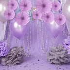 20 Pcs Light Purple Hanging Paper Fan, Round Paper Fans Decorations Set for Weddings, Birthdays, Engagement, Bridal Shower, Baby Shower Event, Graduation, Party Supplies Decor