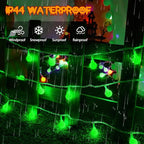 Connectable Green Halloween Lights Outdoor Indoor - 43FT 100LED Globe String Lights Plug in with Timer, 13 Modes Fairy Light Waterproof for Party Halloween Decorations Bedroom Decor