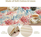 Blue Beach Table Runner, Tropical Ocean Coast Table Runner, Seashell Seasonal Nautical Restaurant Coffee Table Decorations for Home Holiday Party Indoor Outdoor 13x108 Inch