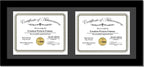 Creative Picture Frames 10X24Bk-B Black Horizontal Double Diploma Frame With 2 Opening Black Matting | Holds 2-8X10-Inch Documents With Installed Wall Hanger
