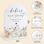 Acrylic Table Signs, Boho Floral Babies are Sweet Please Take a Treat Sign, Baby Shower Table Centerpieces, Supplies for Gender Reveal Party and Newborn Announcement Reception and Event Party, 34
